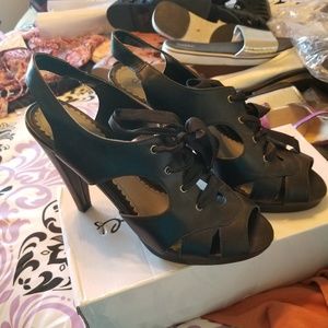 Miss Bissou black lace up heels 8.5